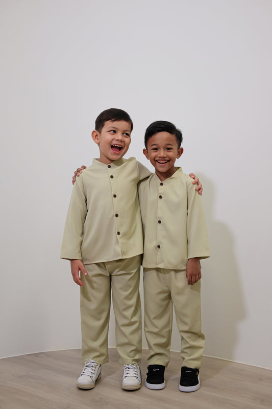 Anwar Boys Button-up Set - Green
