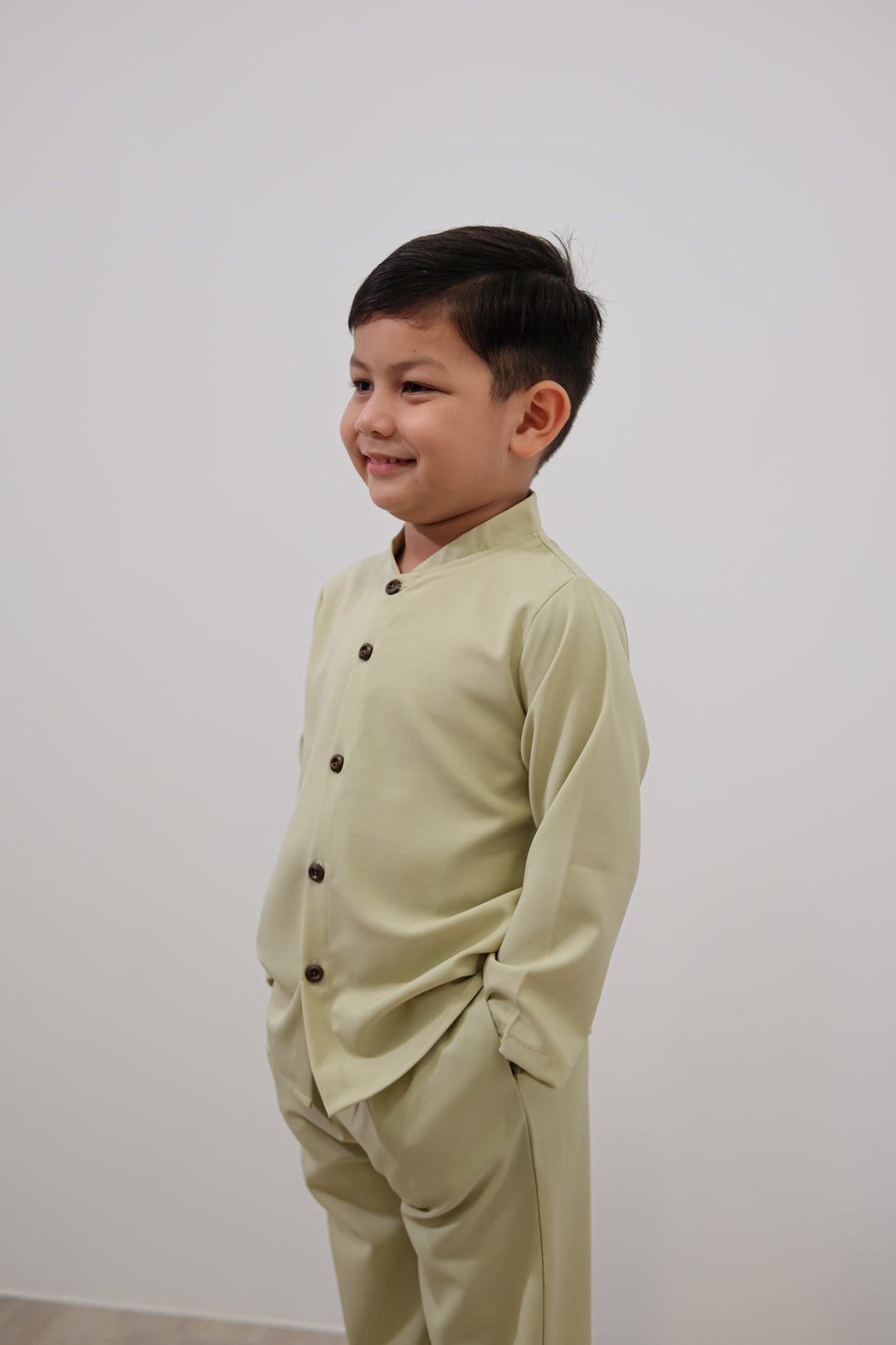 Anwar Boys Button-up Set - Green