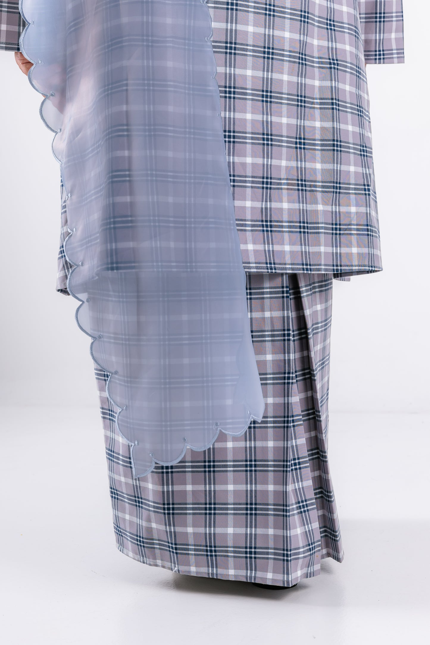 Hana Checkered Kurung Pahang - Blue