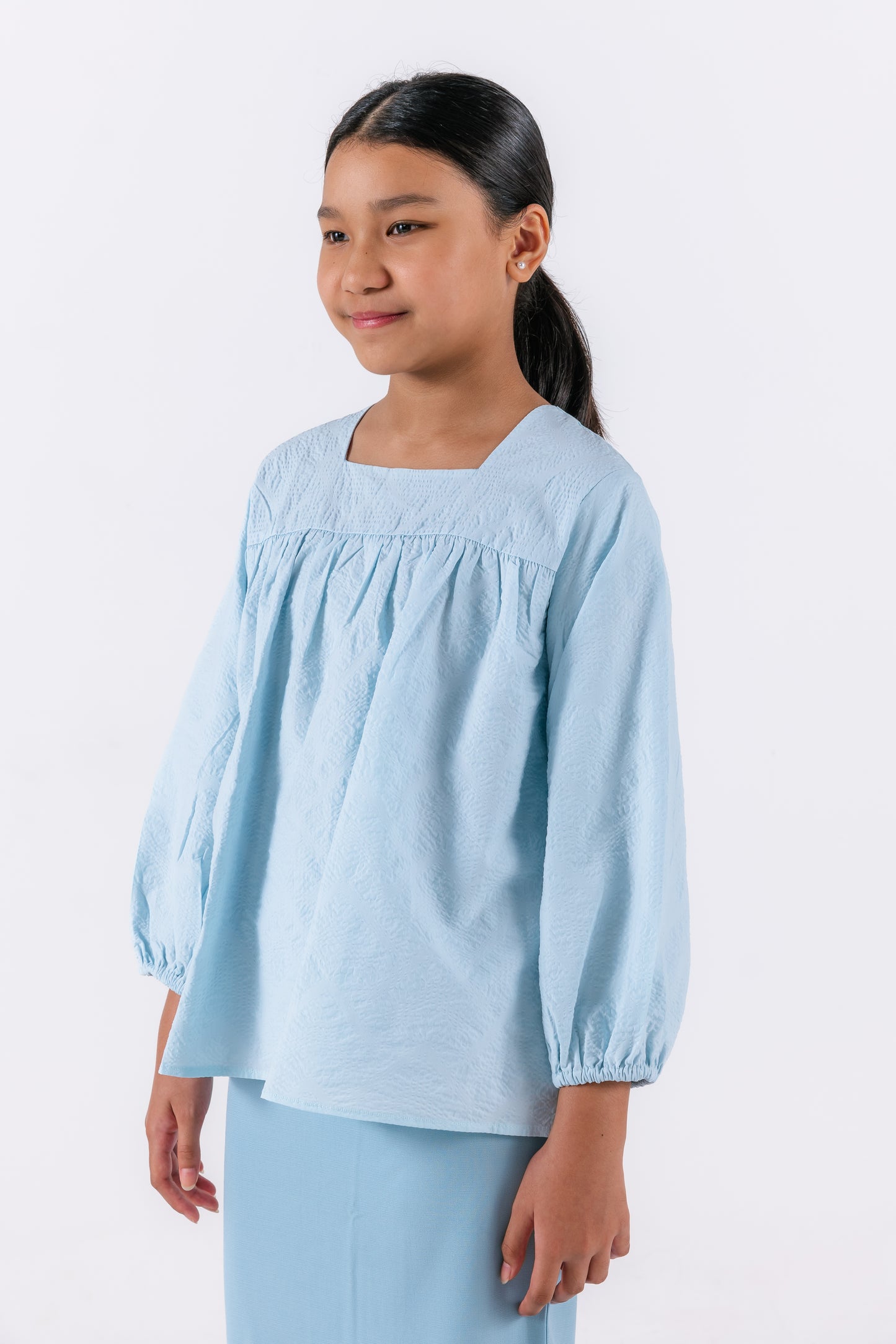 Iman Poofy Girls Kurung - Blue