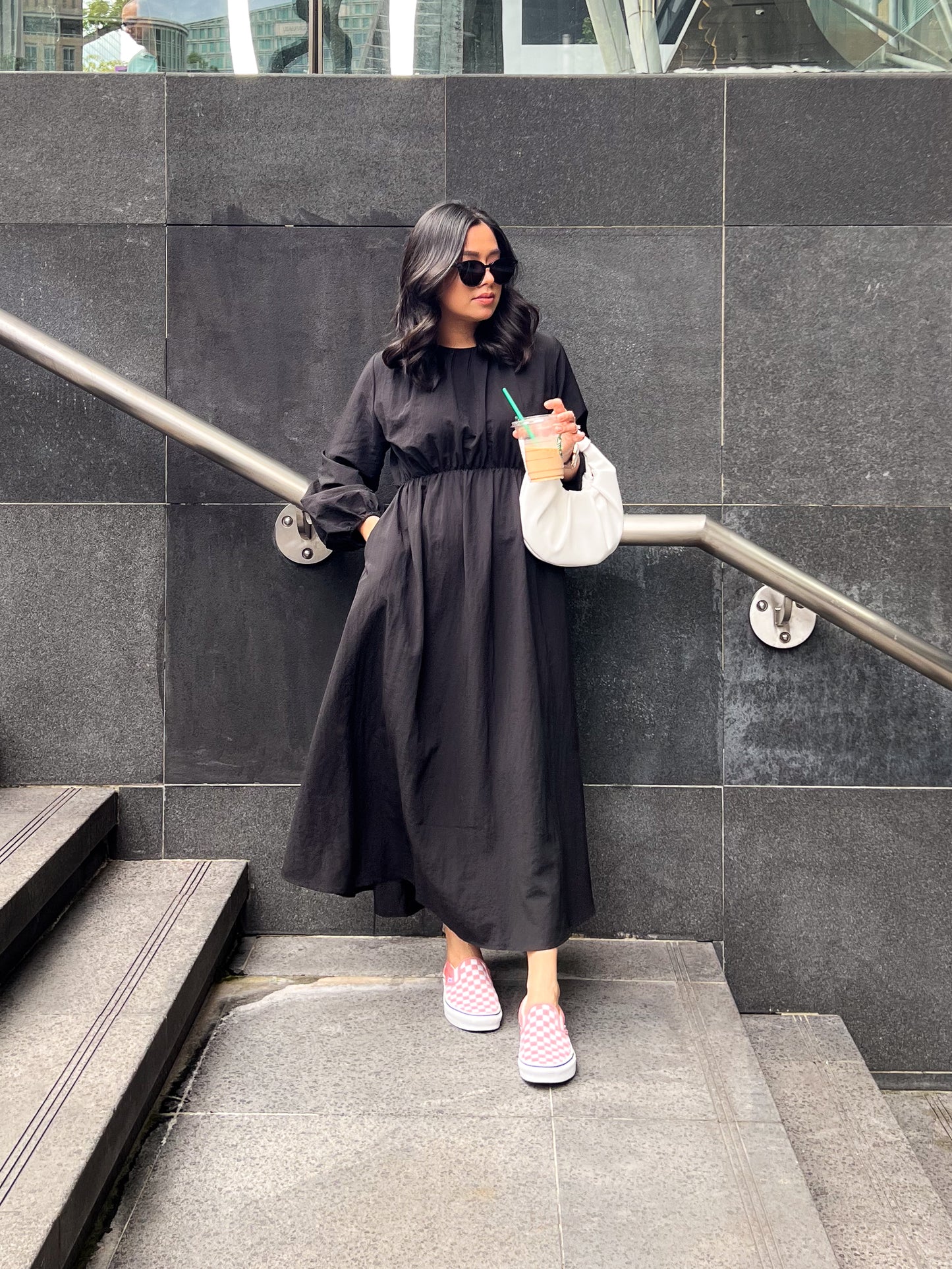 mumsie waisted dress - Black