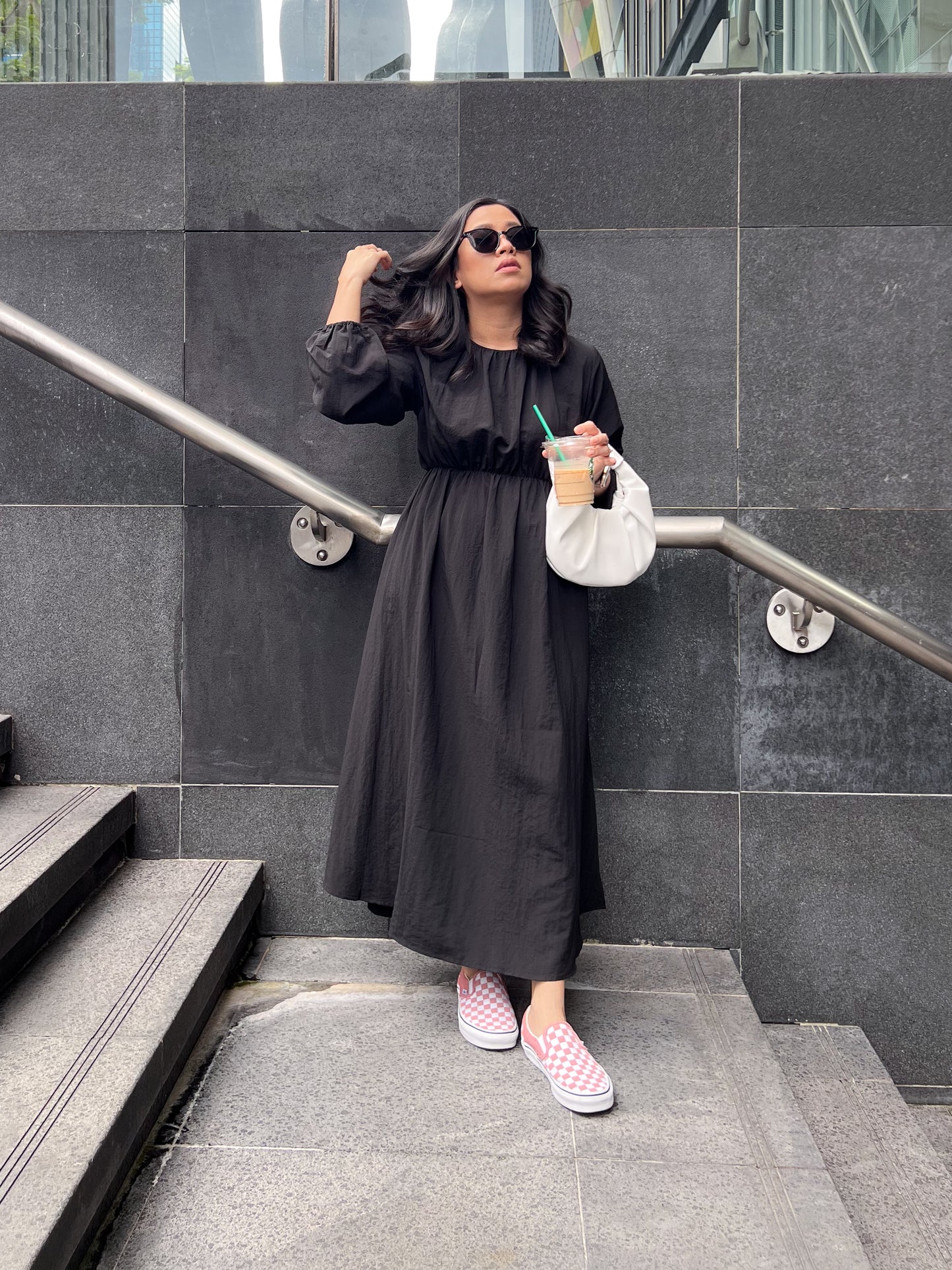 mumsie waisted dress - Black