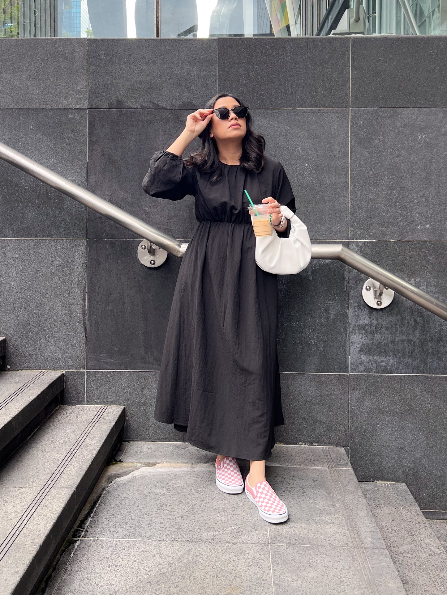 mumsie waisted dress - Black
