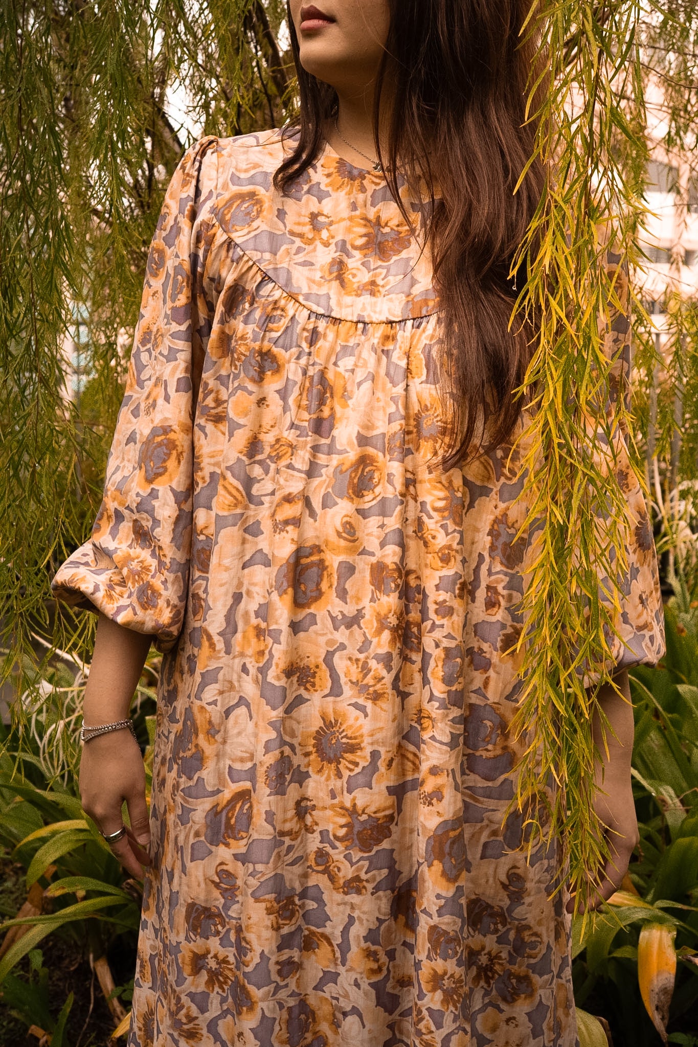 Mumsie Ruffle Maxi Dress - Sepia