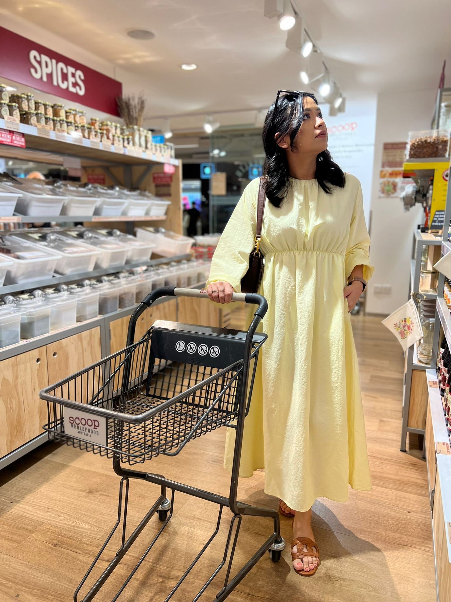 mumsie waisted dress - Lemon Cream