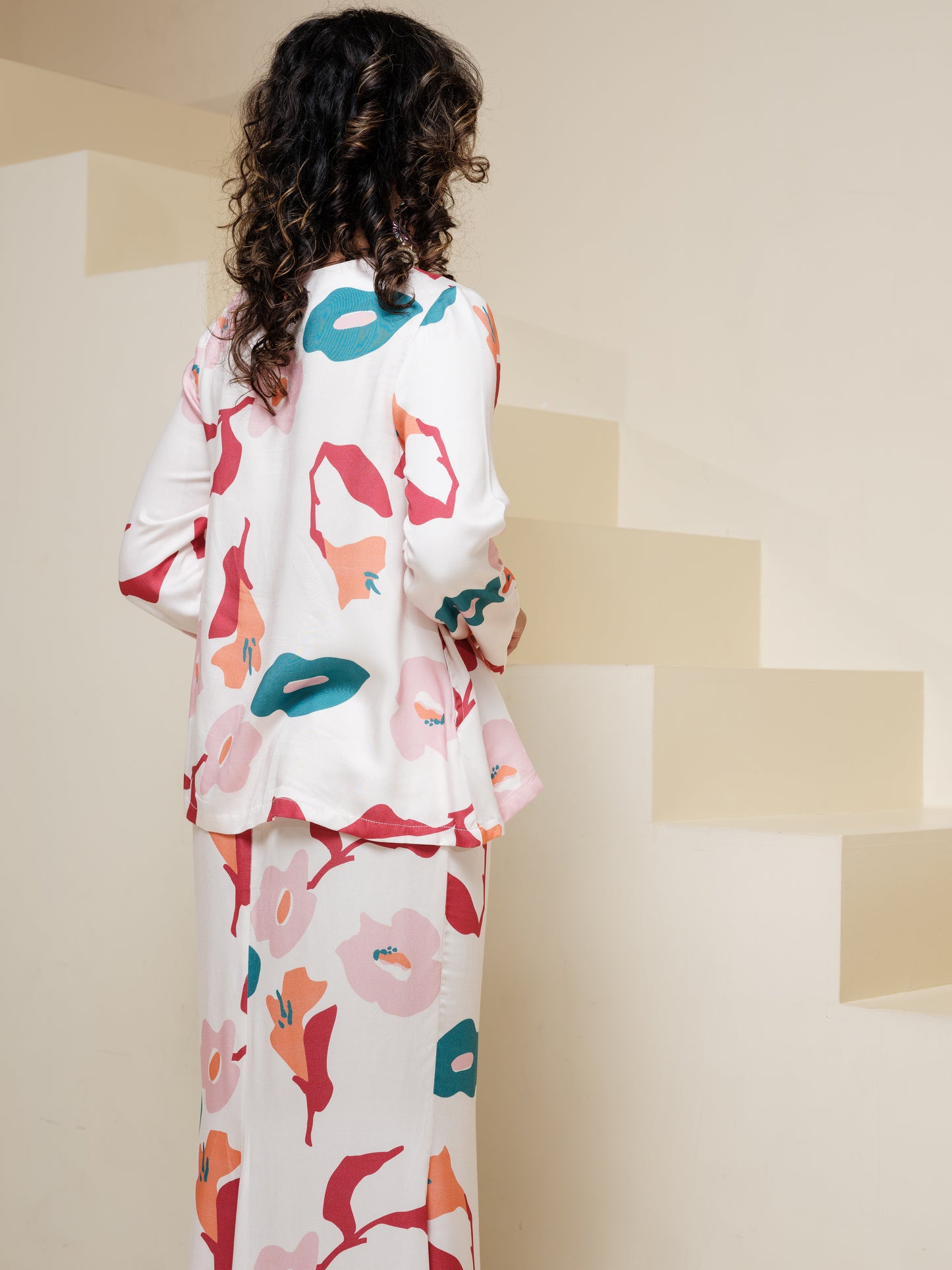 Luna Printed Kurung - Blush