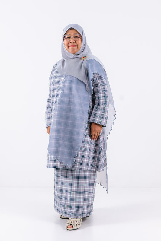 Hana Checkered Kurung Pahang - Blue