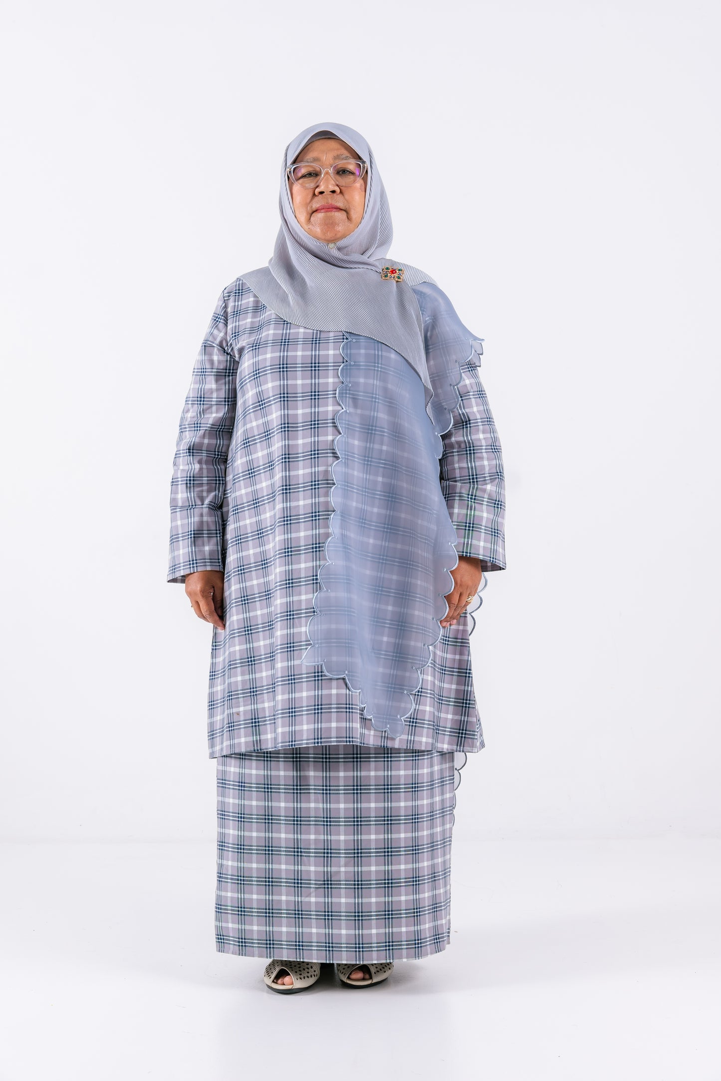 Hana Checkered Kurung Pahang - Blue