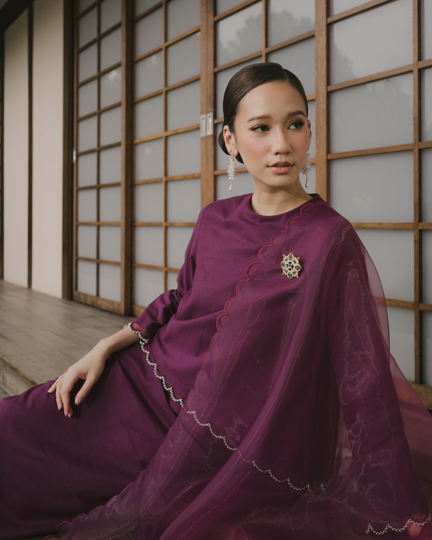 Lisa Scallop Kurung in Mulberry