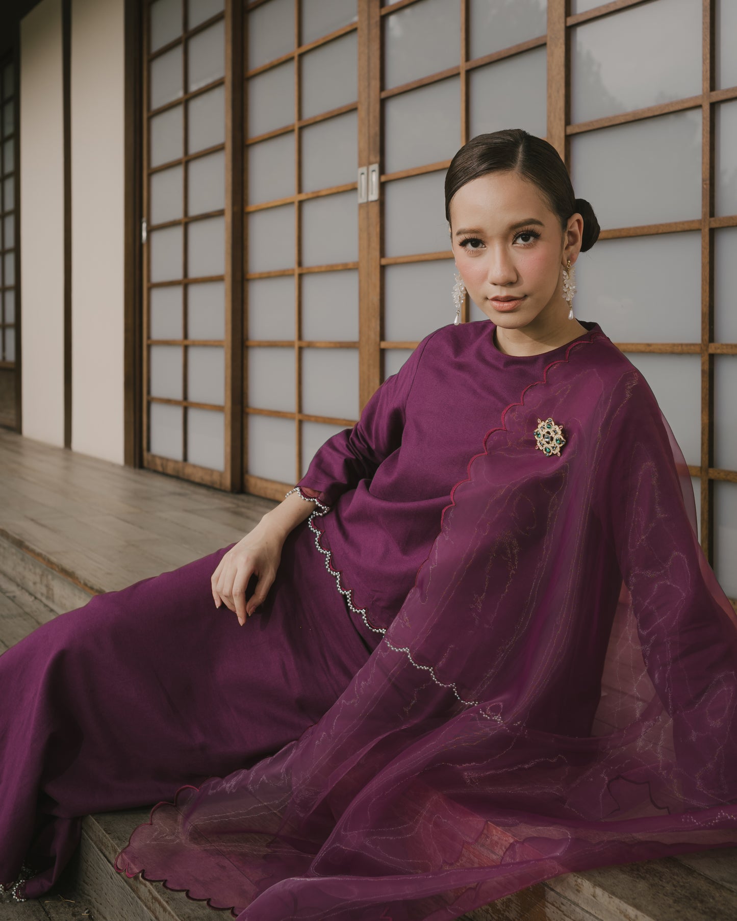 Lisa Scallop Kurung in Mulberry