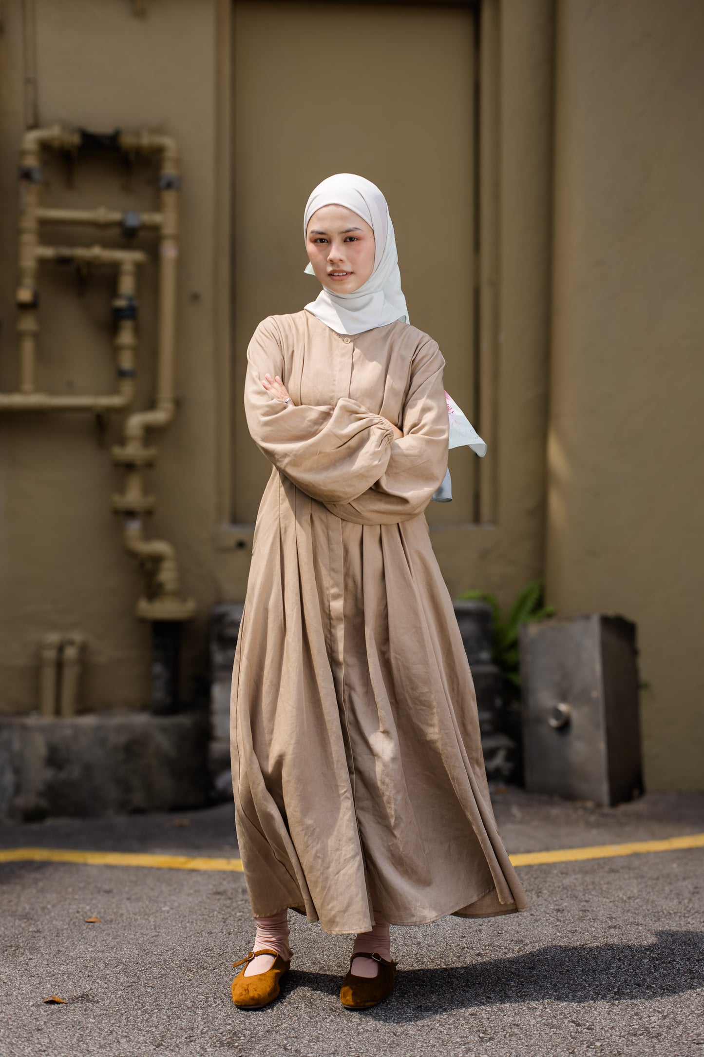 Serein Waisted Dress - Sand