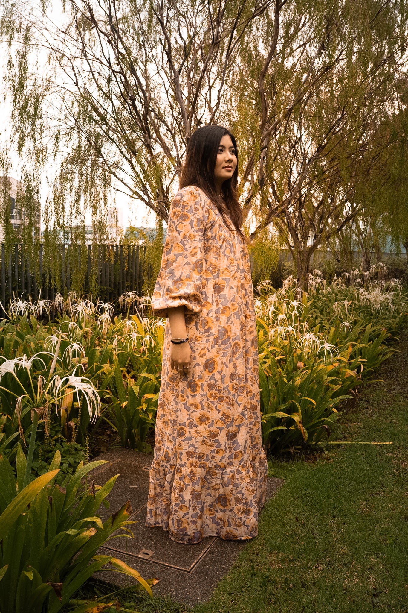Mumsie Ruffle Maxi Dress - Sepia