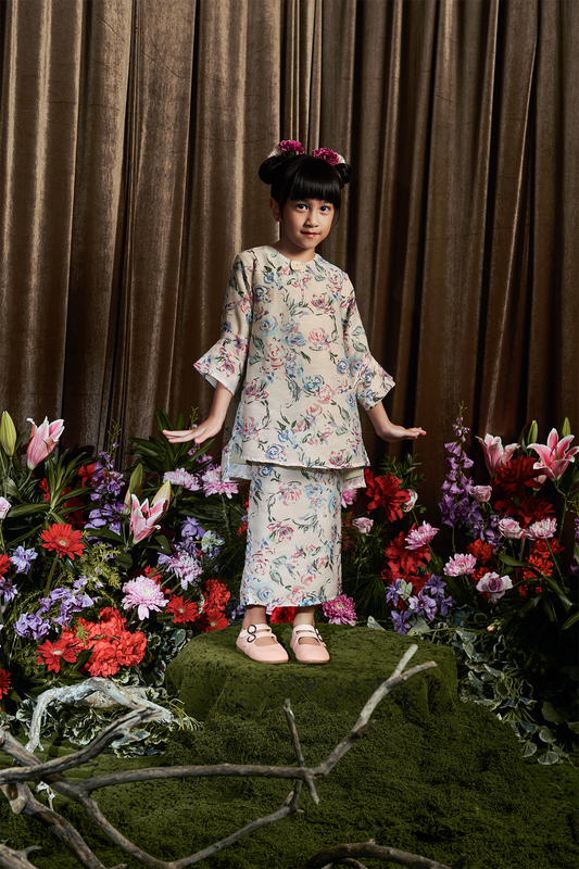 Cerulean Poppy Kurung - Girls