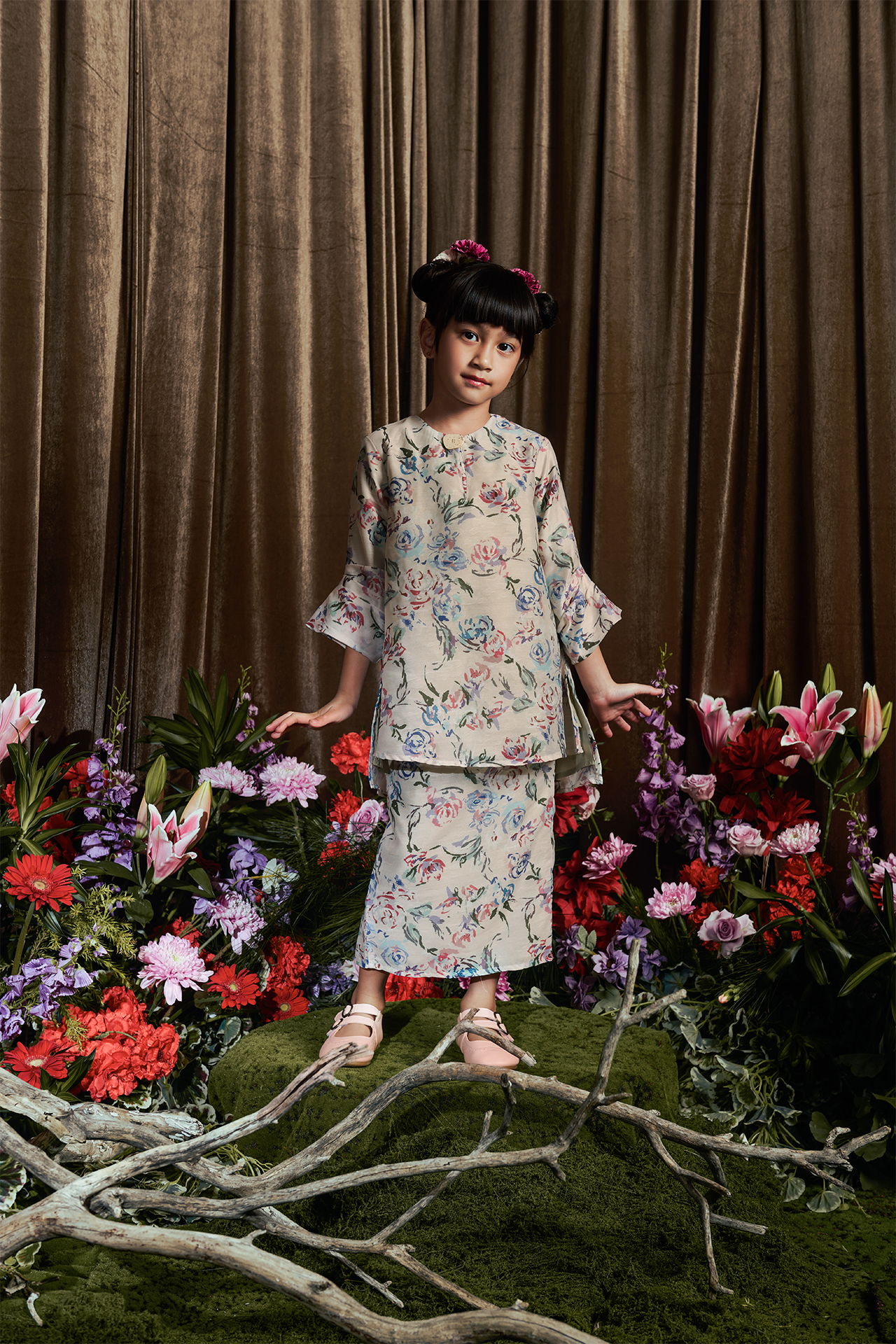 Cerulean Poppy Kurung - Girls