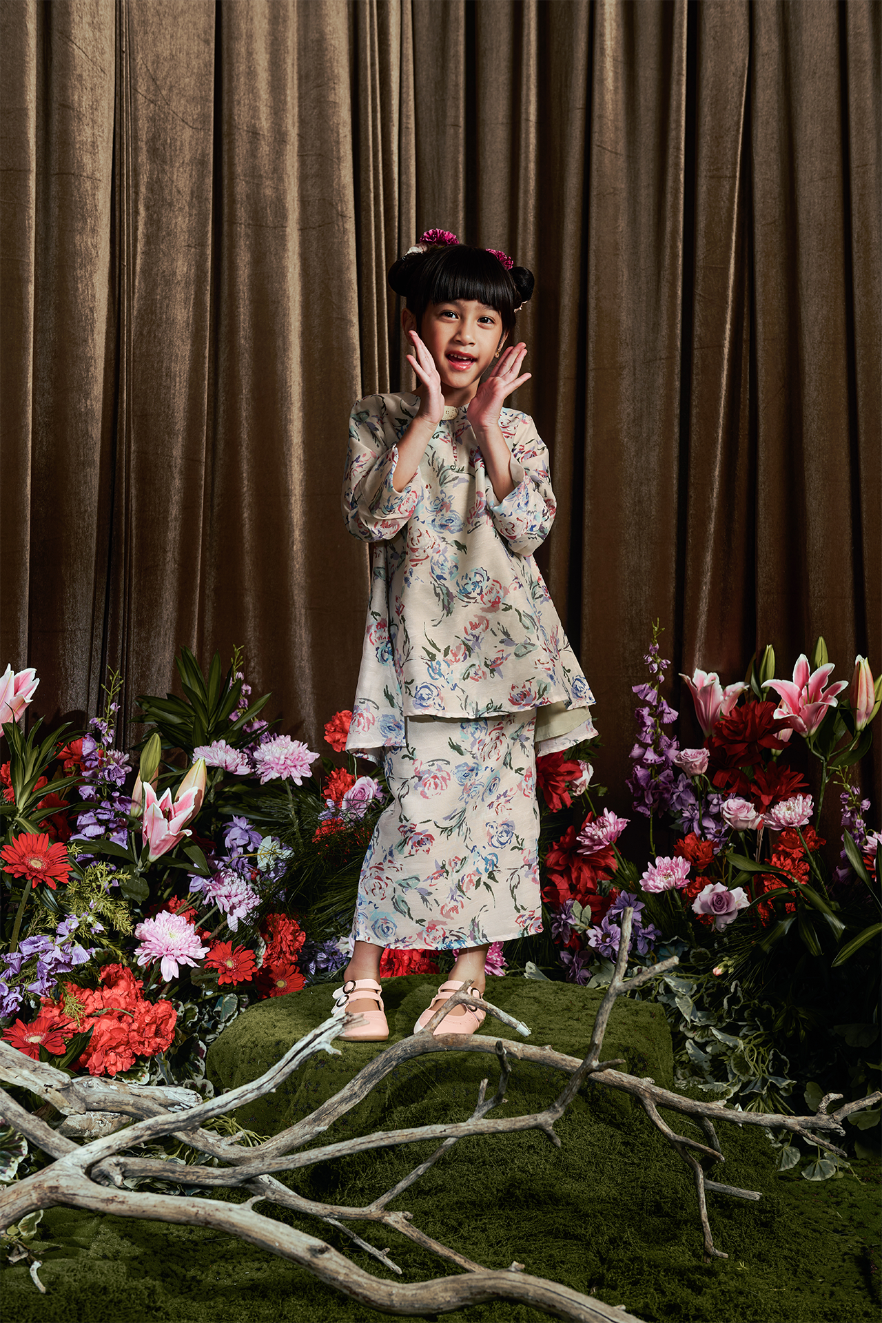 Cerulean Poppy Kurung - Girls