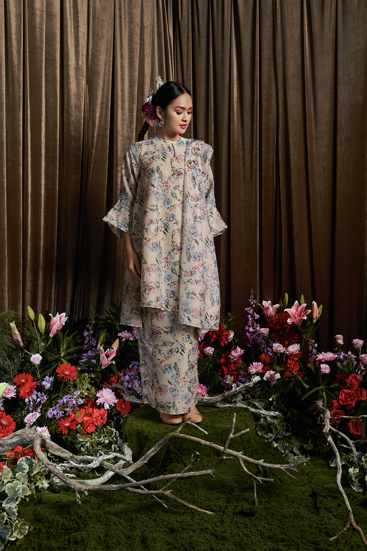 Cerulean Poppy Kurung - Women