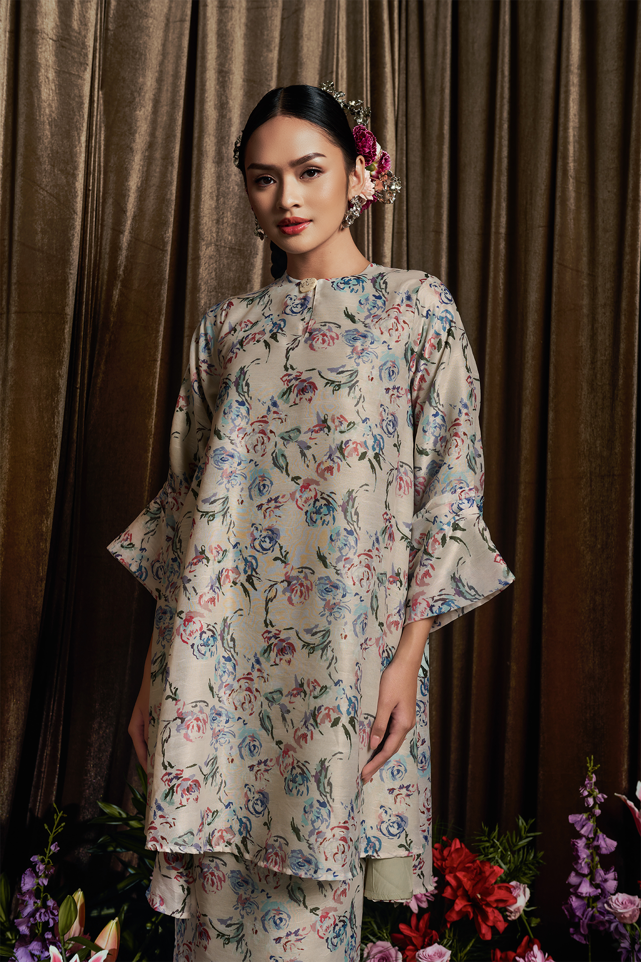 Cerulean Poppy Kurung - Women