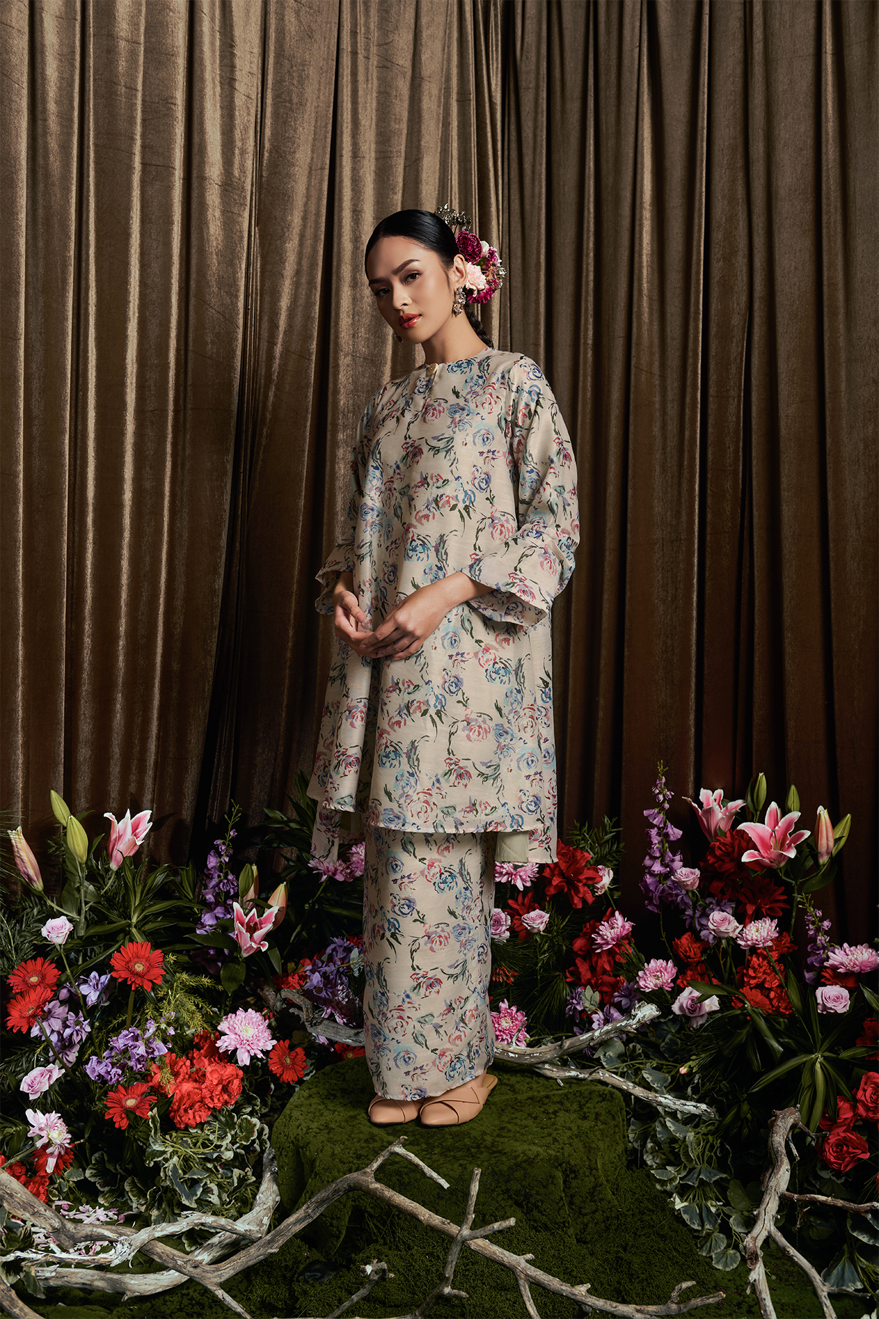 Cerulean Poppy Kurung - Women