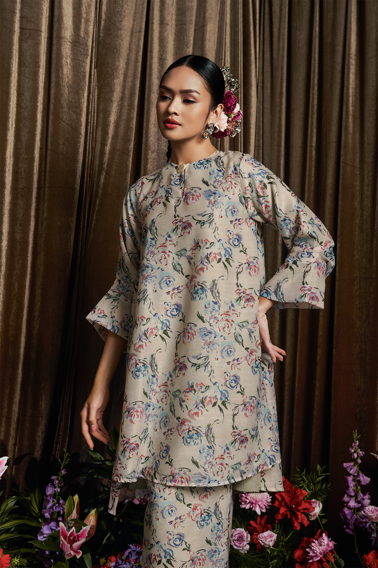 Cerulean Poppy Kurung - Women