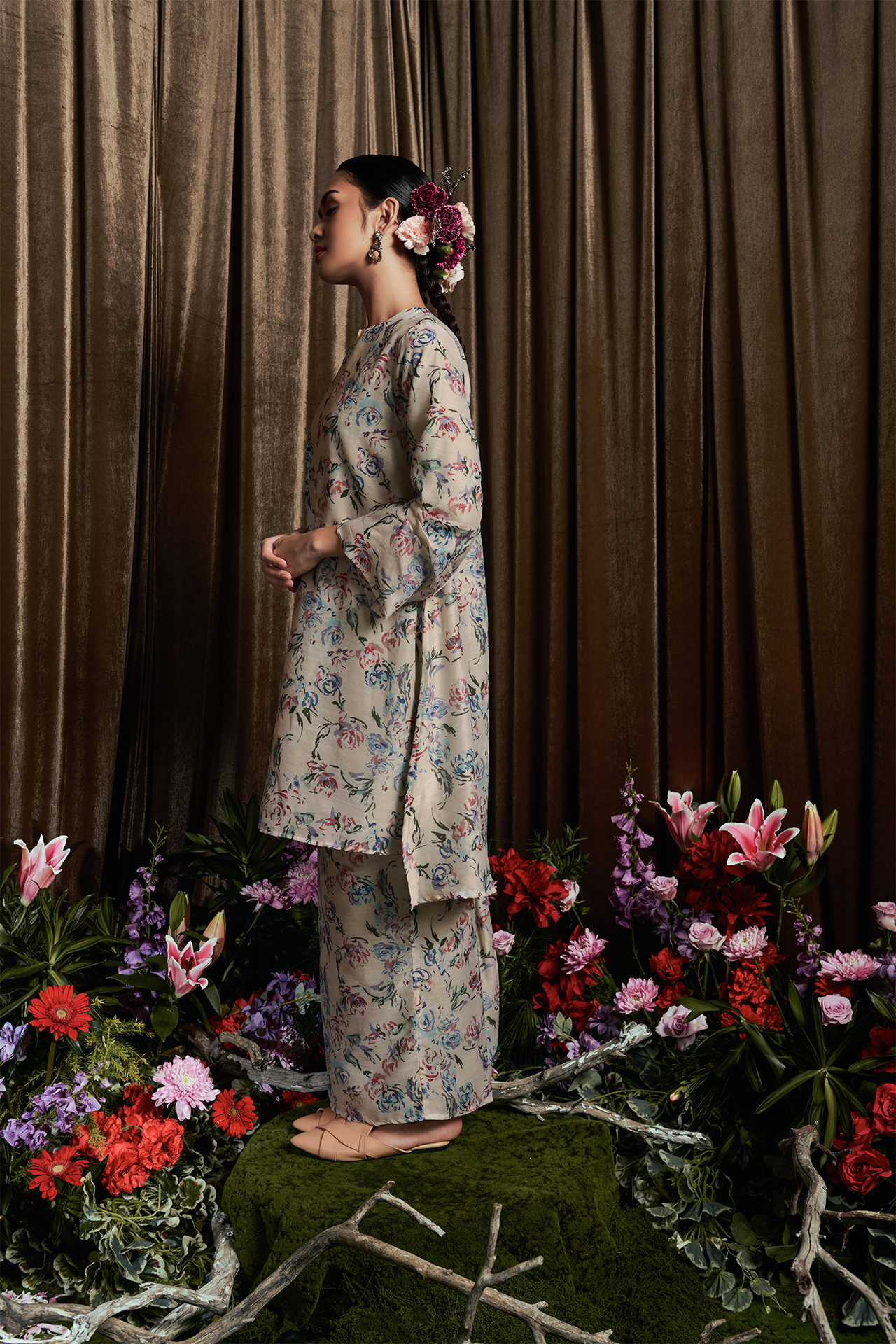 Cerulean Poppy Kurung - Women