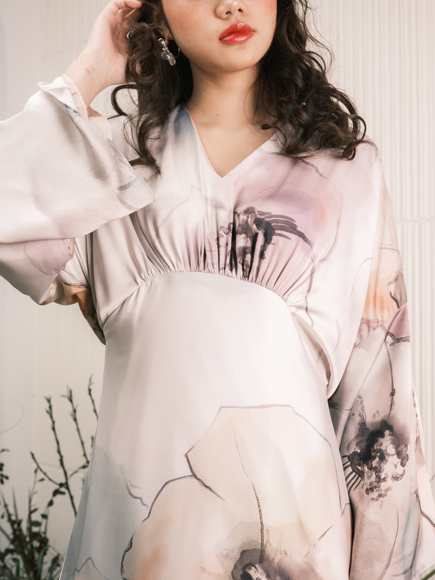 Poppy Watercolour Satin Dress